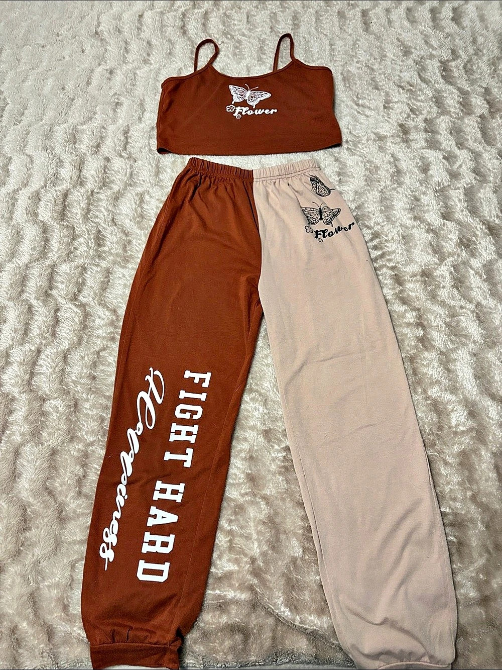 Brown & Beige Jogger Set Size 10Y Like New